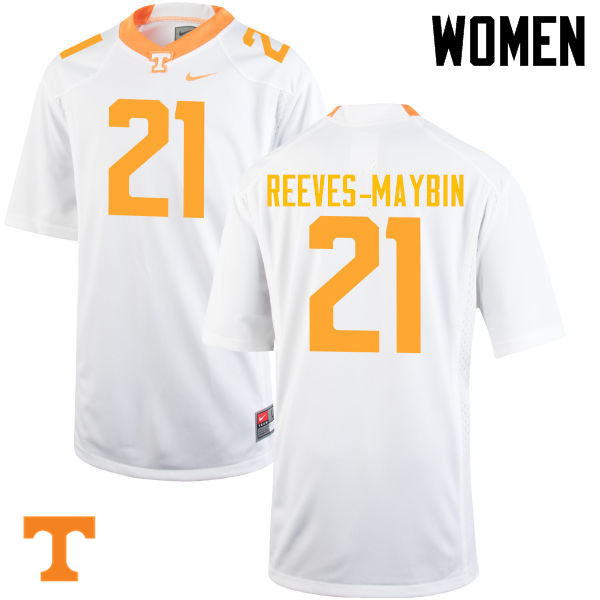 Women #21 Jalen Reeves-Maybin Tennessee Volunteers College Football Jerseys-White - Click Image to Close